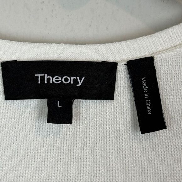 Theory White Open Front Cardigan Sweater L - Picture 2 of 8